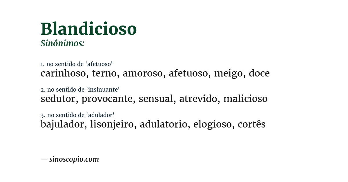 Sinônimo de blandicioso