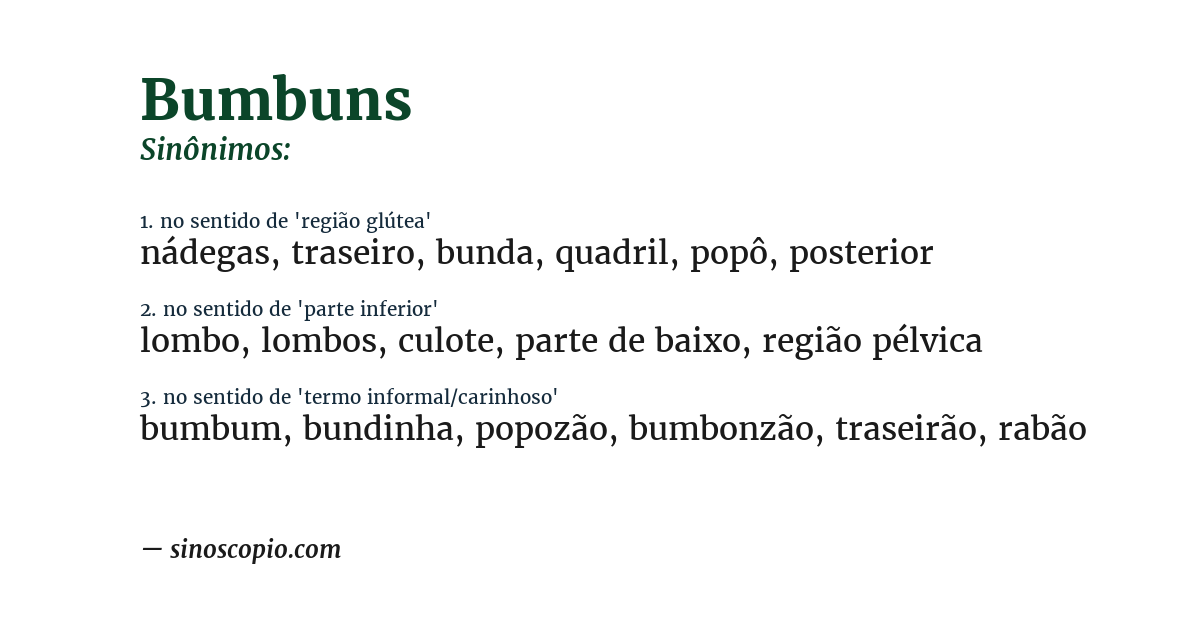 Sinônimo de bumbuns