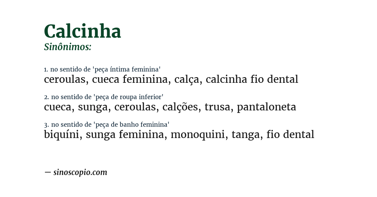 Sinônimo de calcinha