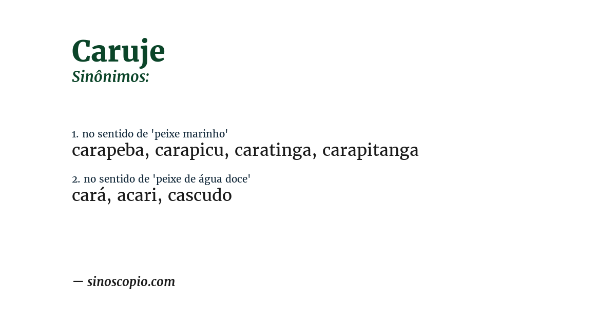 Sinônimo de caruje