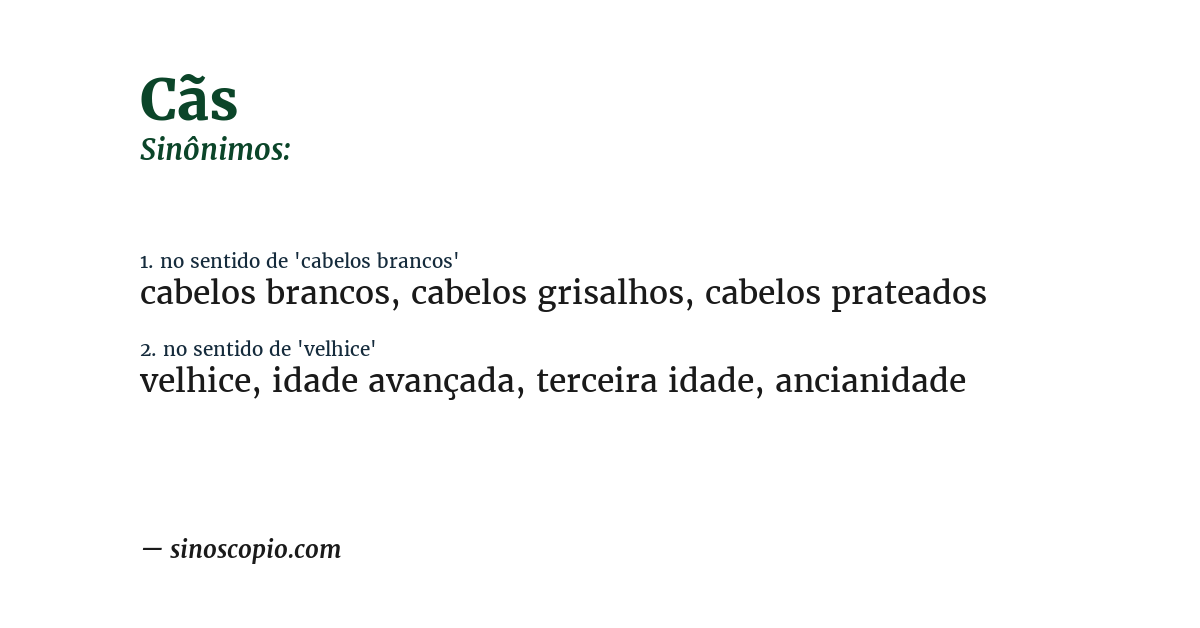 Sinônimo de cãs