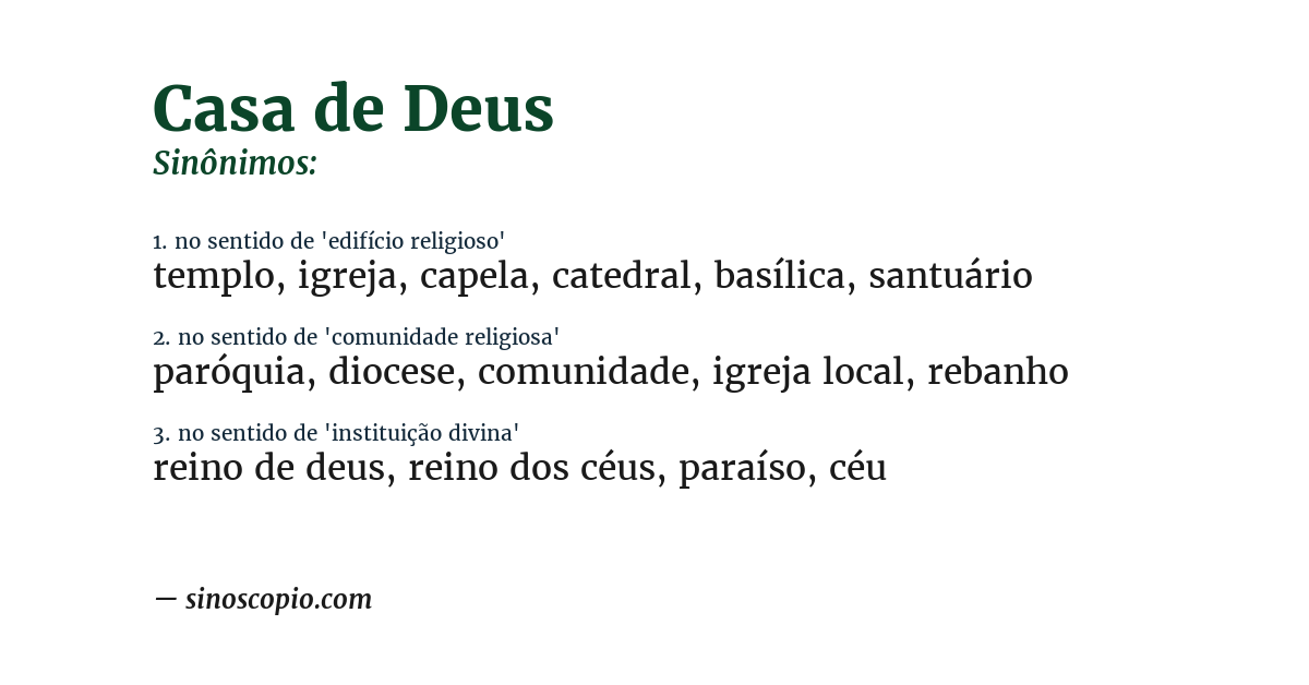 Sinônimo de casa de deus