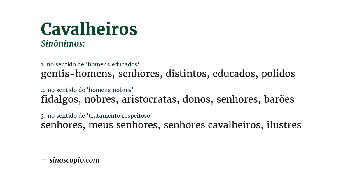 Sinônimo de cavalheiros