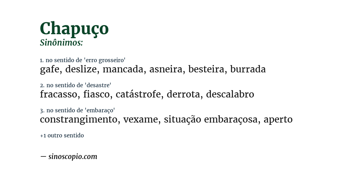 Sinônimo de chapuço