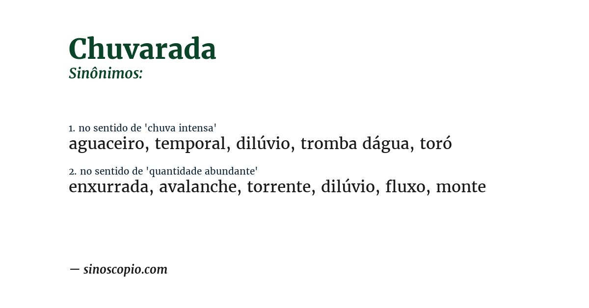 Sinônimo de chuvarada