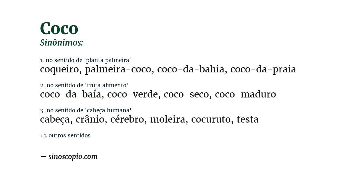 Sinônimo de coco