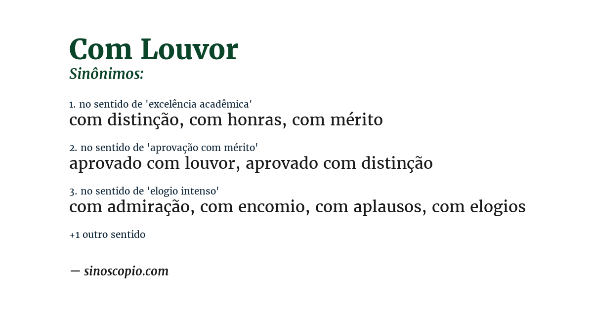 Sinônimo de com louvor