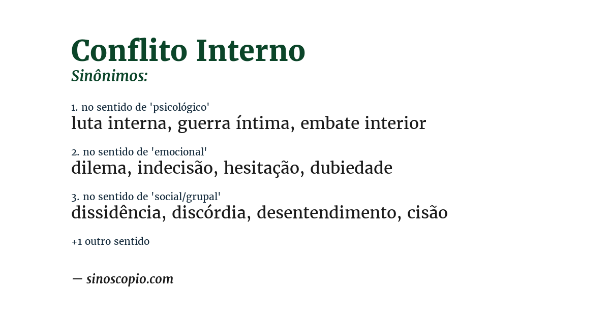Sinônimo de conflito interno