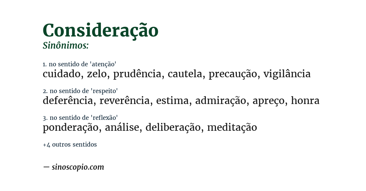 Sinônimo de consideração