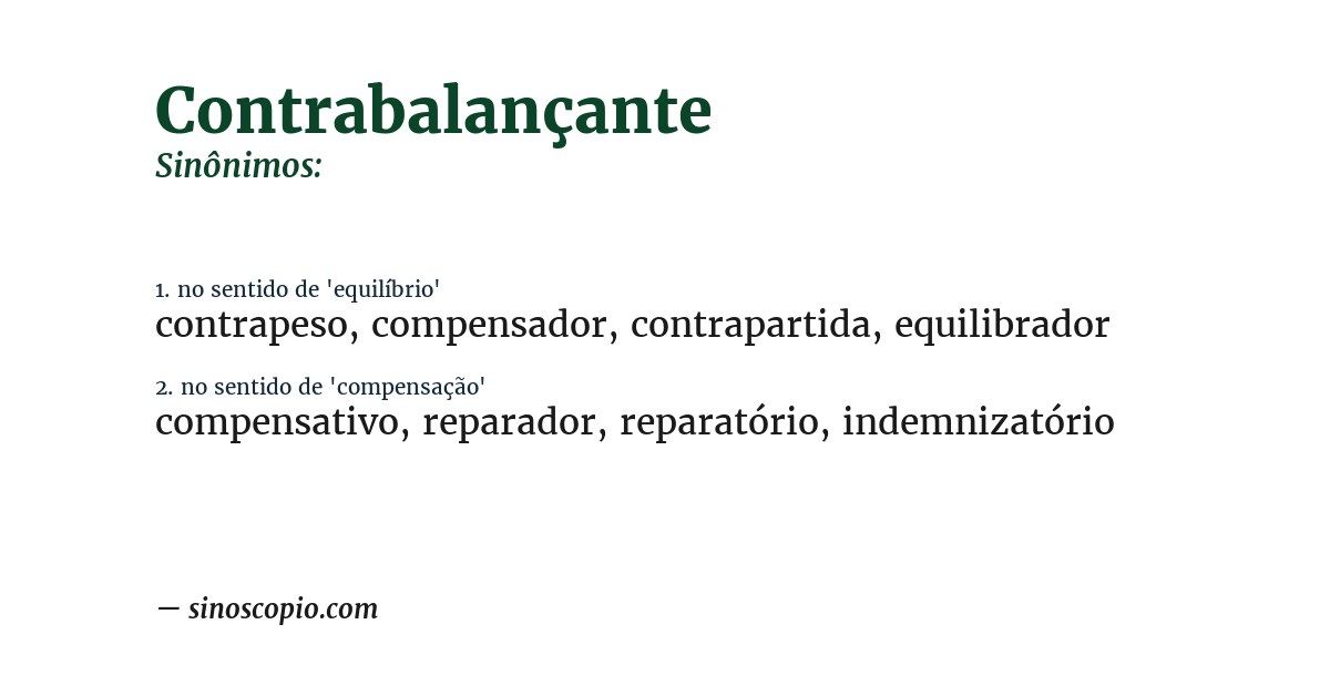 Sinônimo de contrabalançante