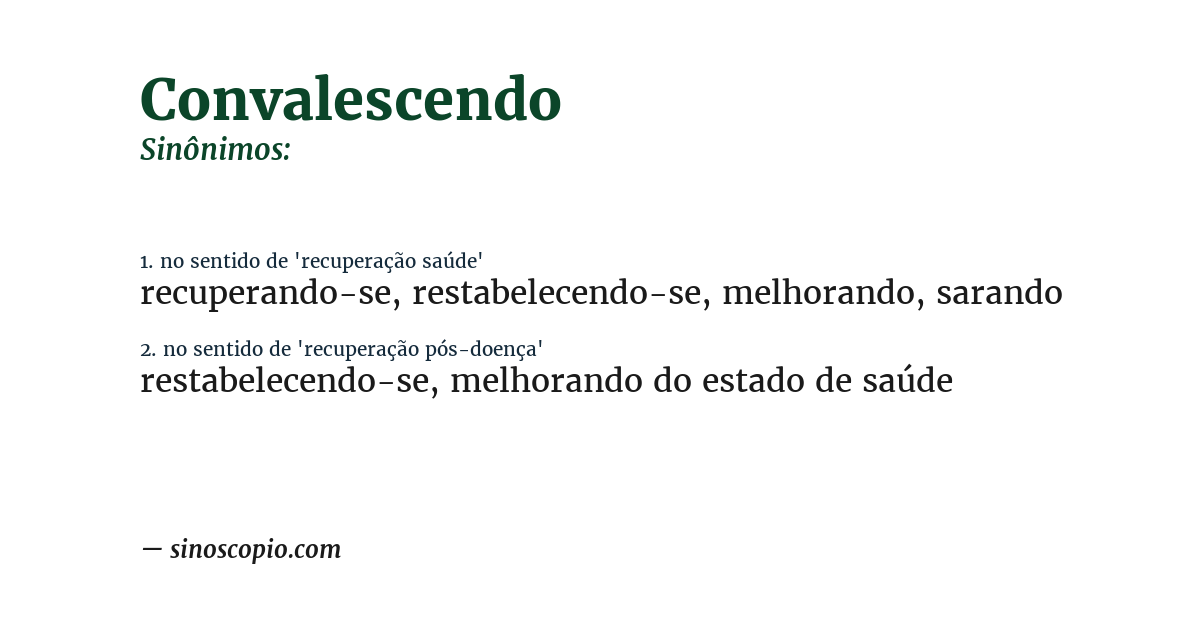 Sinônimo de convalescendo