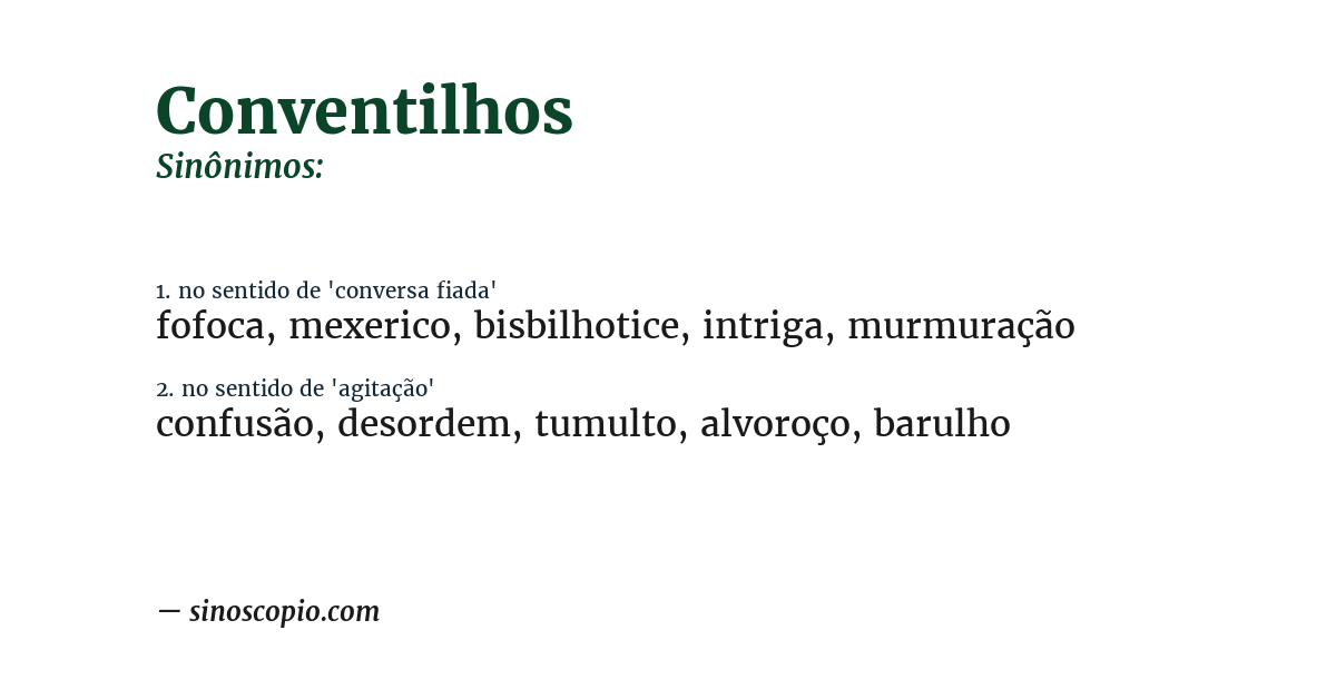 Sinônimo de conventilhos