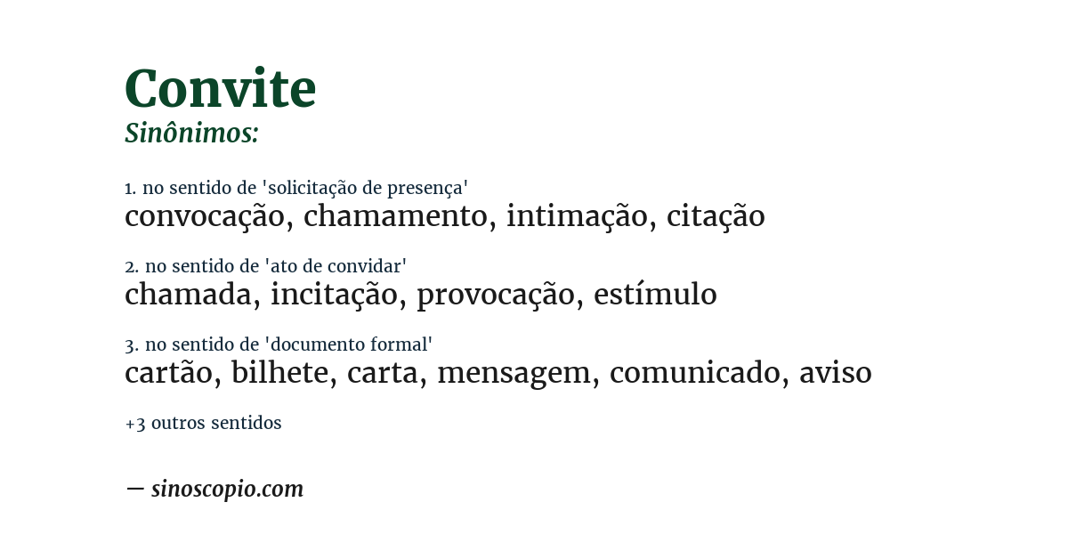 Sinônimo de convite