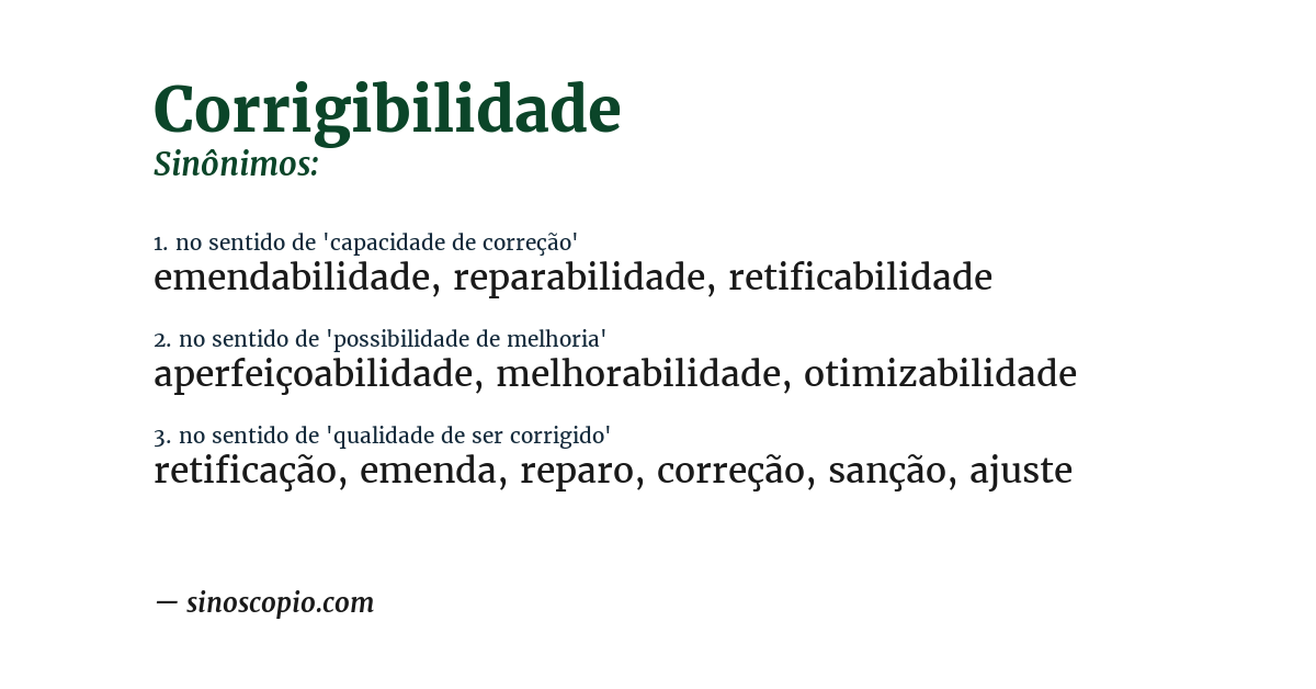 Sinônimo de corrigibilidade