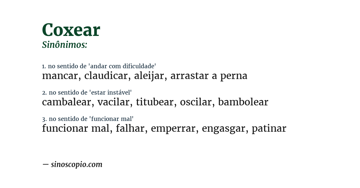 Sinônimo de coxear