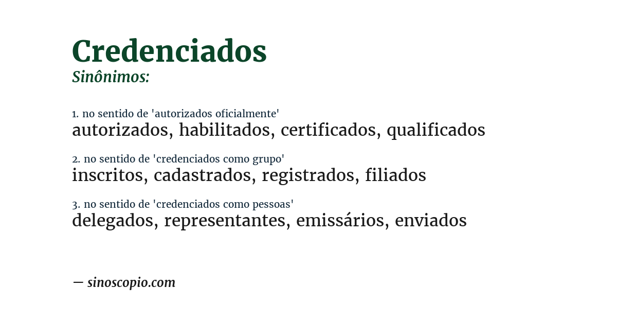 Sinônimo de credenciados