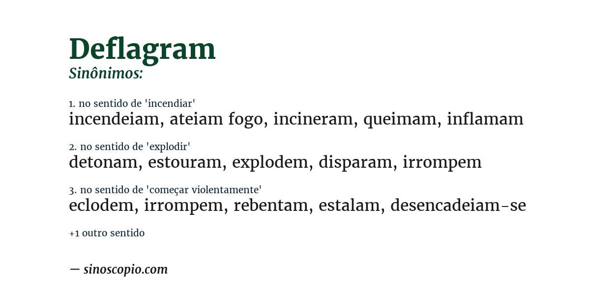 Sinônimo de deflagram