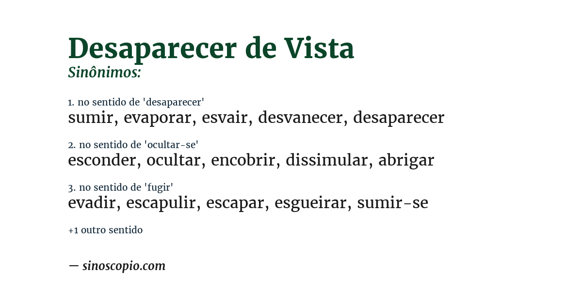 Sinônimo de desaparecer de vista
