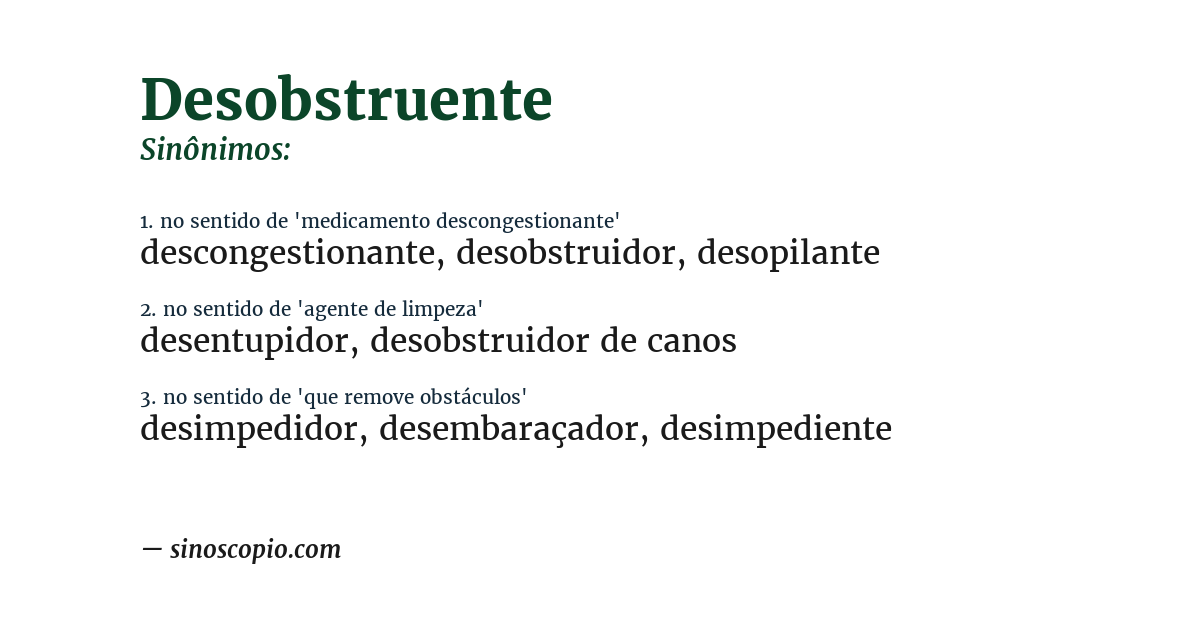 Sinônimo de desobstruente