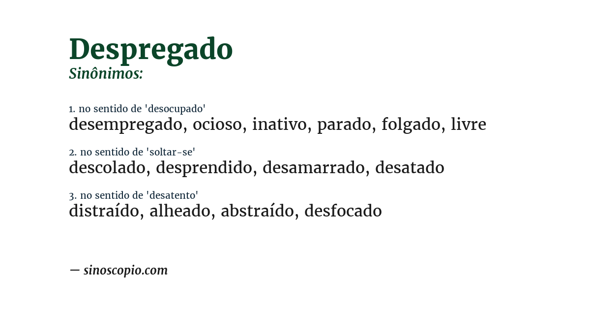 Sinônimo de despregado