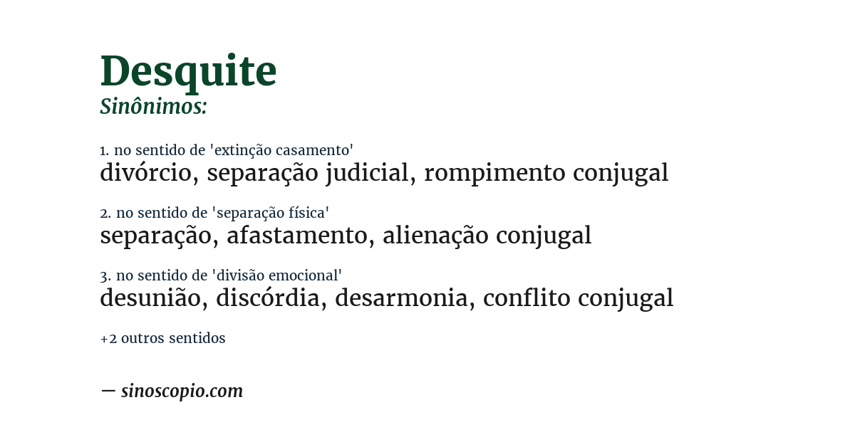 Sinônimo de desquite