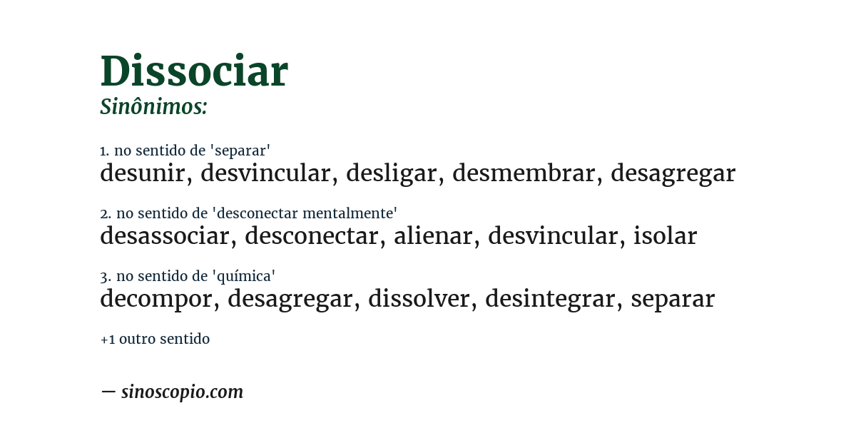 Sinônimo de dissociar