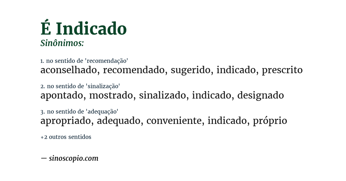 Sinônimo de é indicado