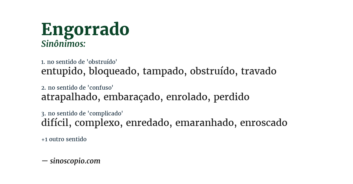 Sinônimo de engorrado