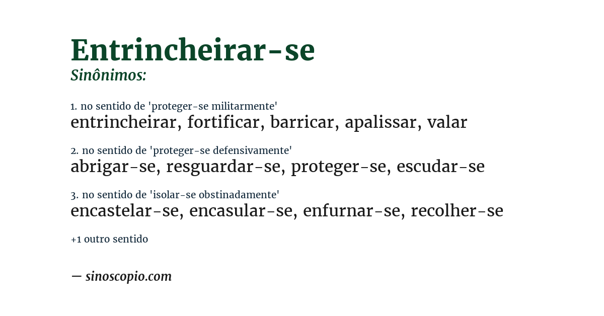 Sinônimo de entrincheirar-se