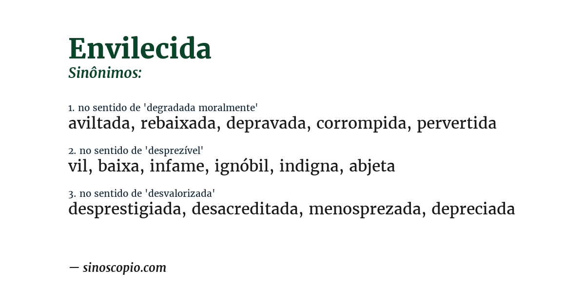 Sinônimo de envilecida