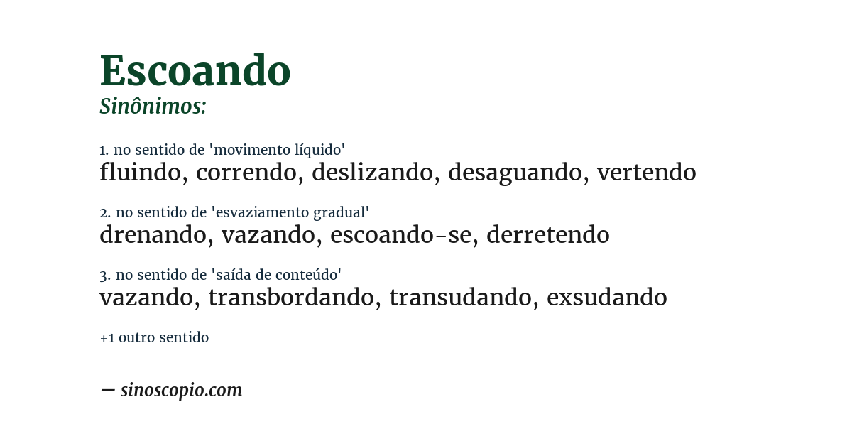 Sinônimo de escoando