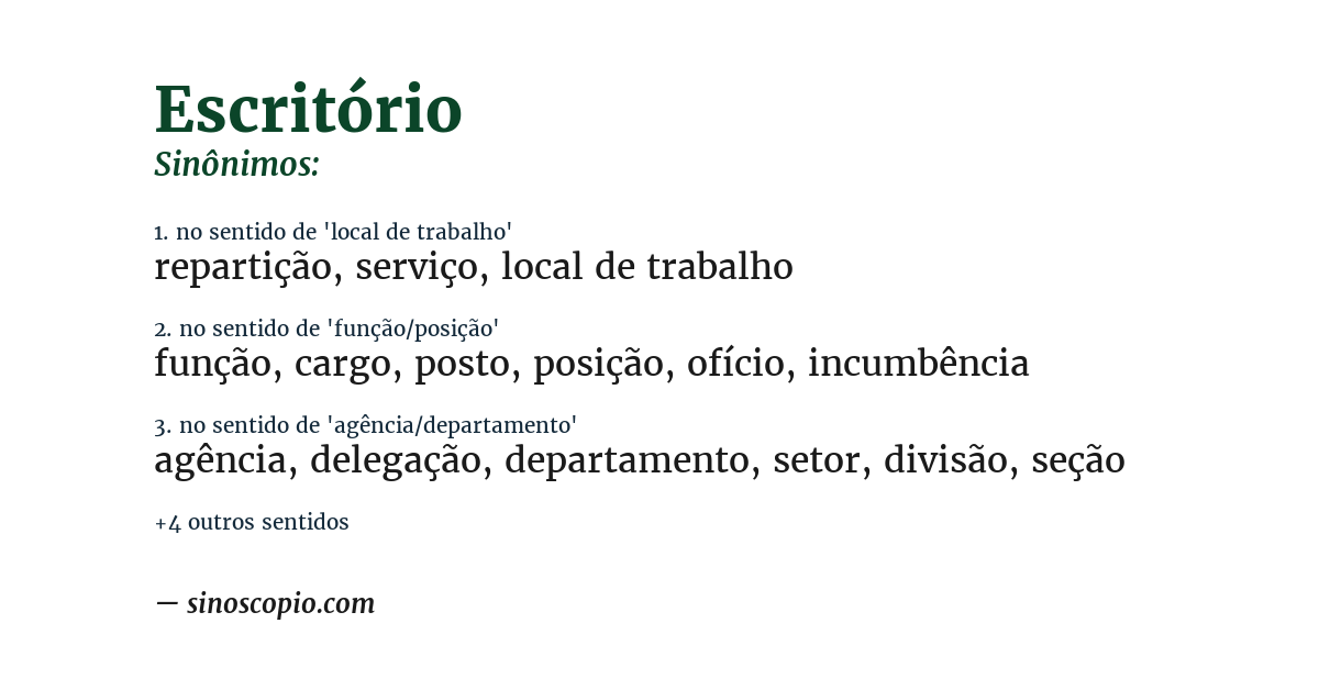 Sinônimo de escritório