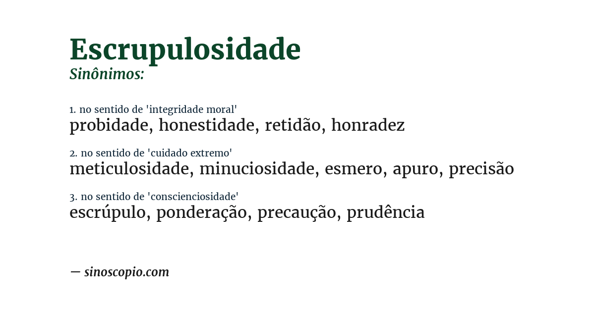 Sinônimo de escrupulosidade
