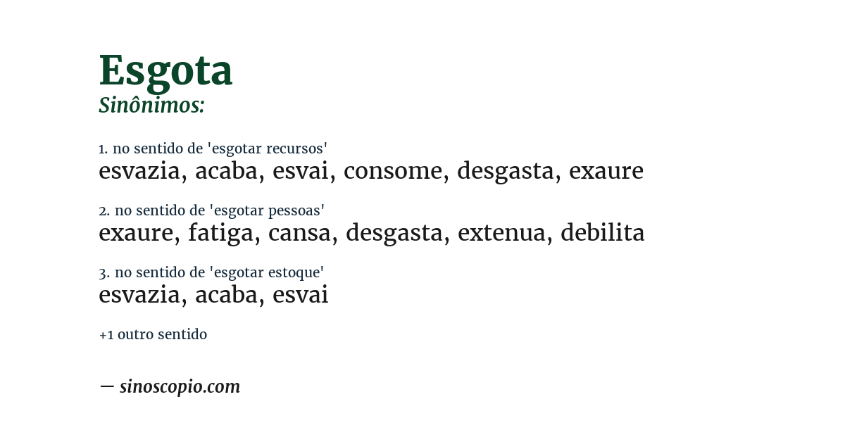 Sinônimo de esgota