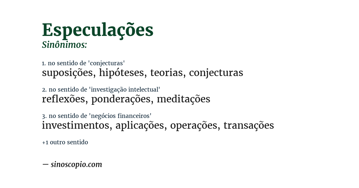 Sinônimo de especulações