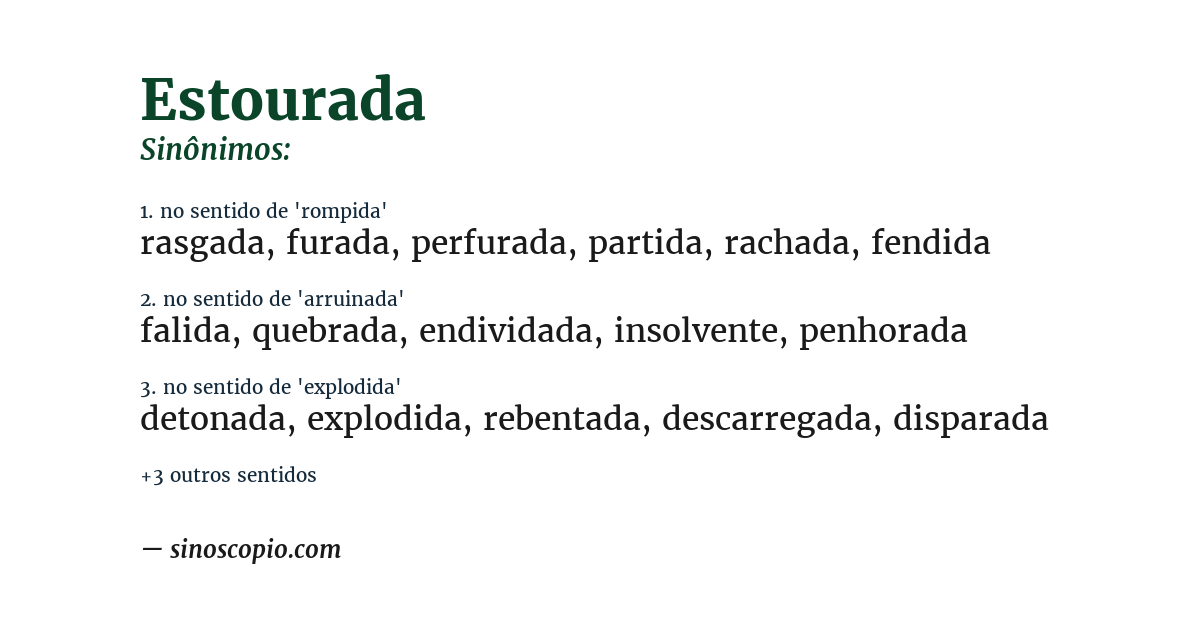 Sinônimo de estourada