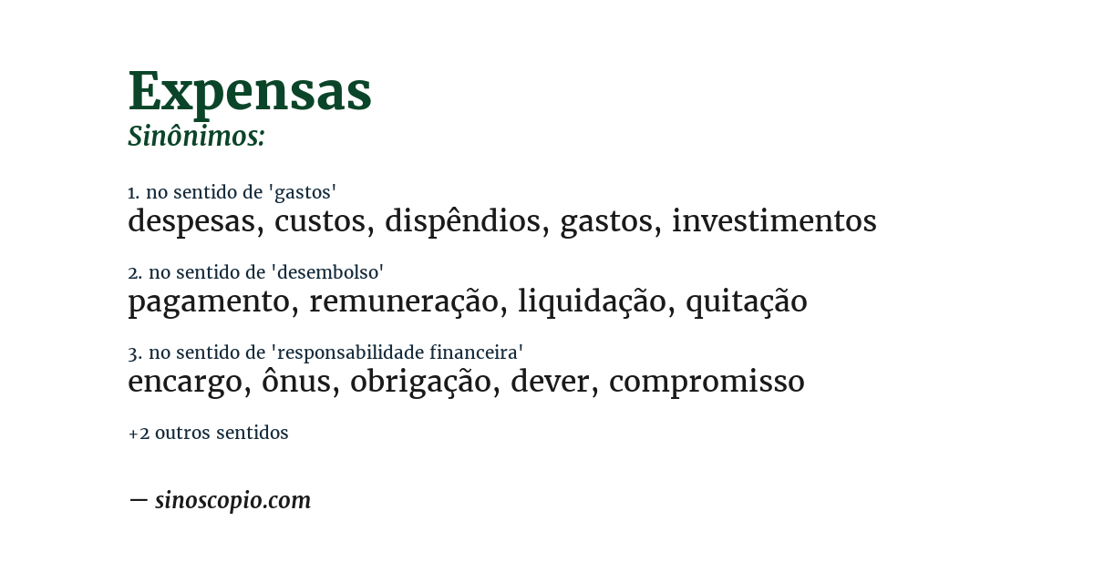Sinônimo de expensas