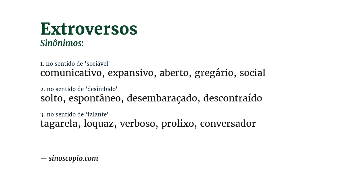 Sinônimo de extroversos