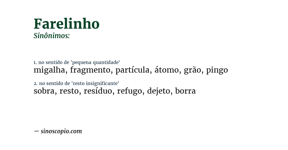 Sinônimo de farelinho