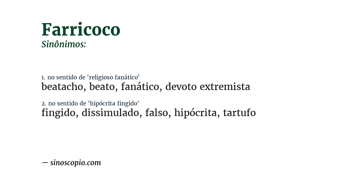 Sinônimo de farricoco