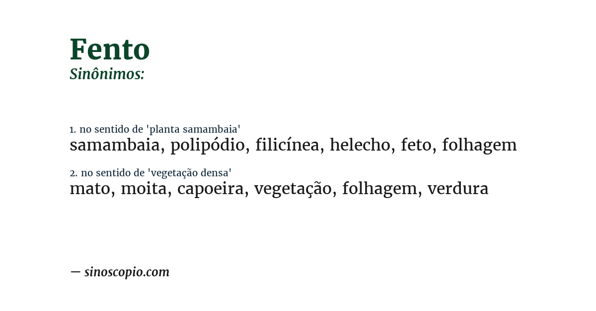 Sinônimo de fento