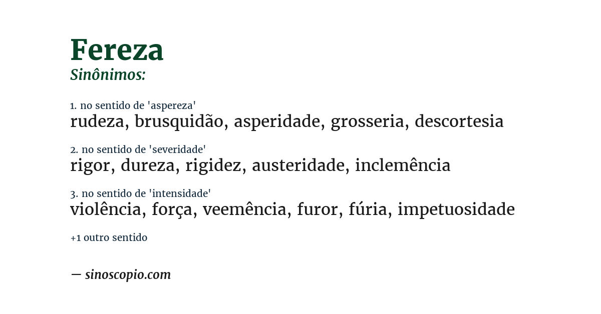 Sinônimo de fereza