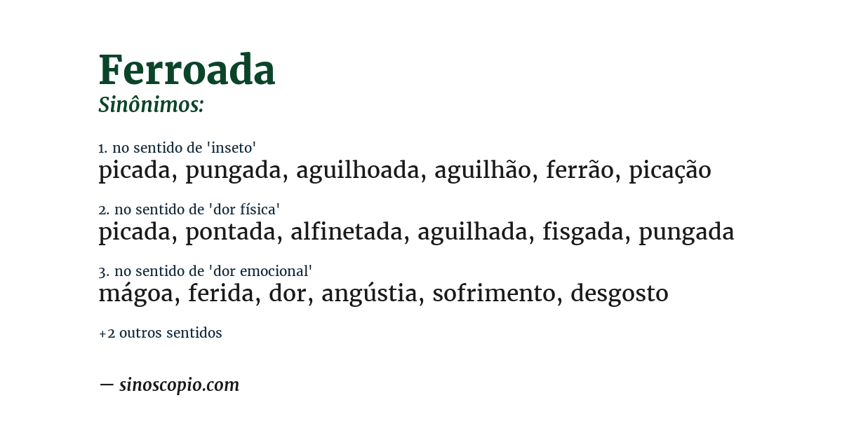 Sinônimo de ferroada