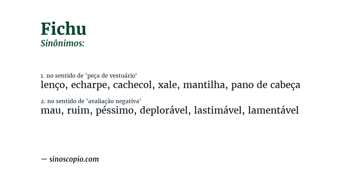 Sinônimo de fichu