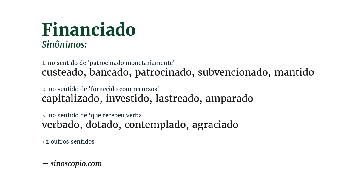 Sinônimo de financiado