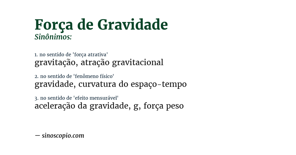 Sinônimo de força de gravidade