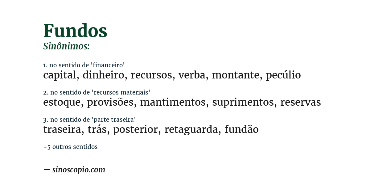 Sinônimo de fundos