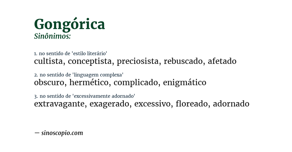 Sinônimo de gongórica