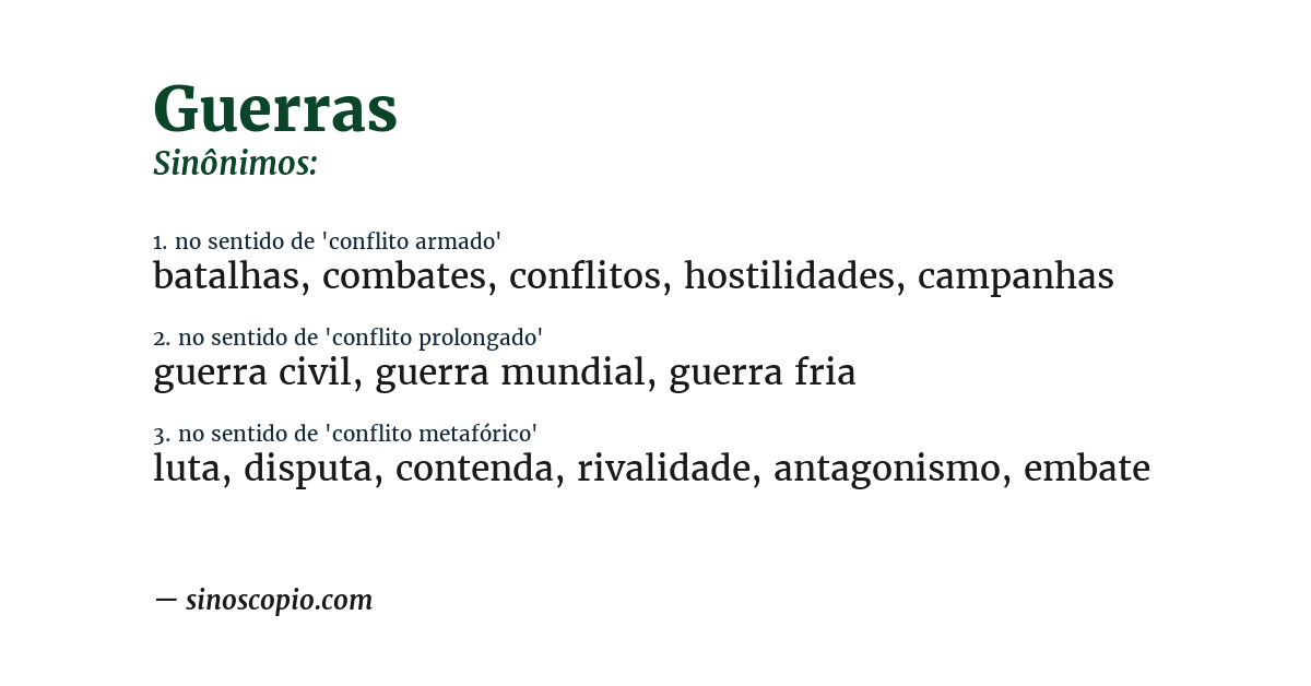 Sinônimo de guerras