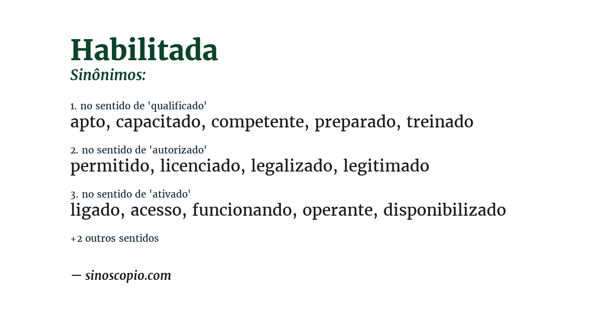Sinônimo de habilitada